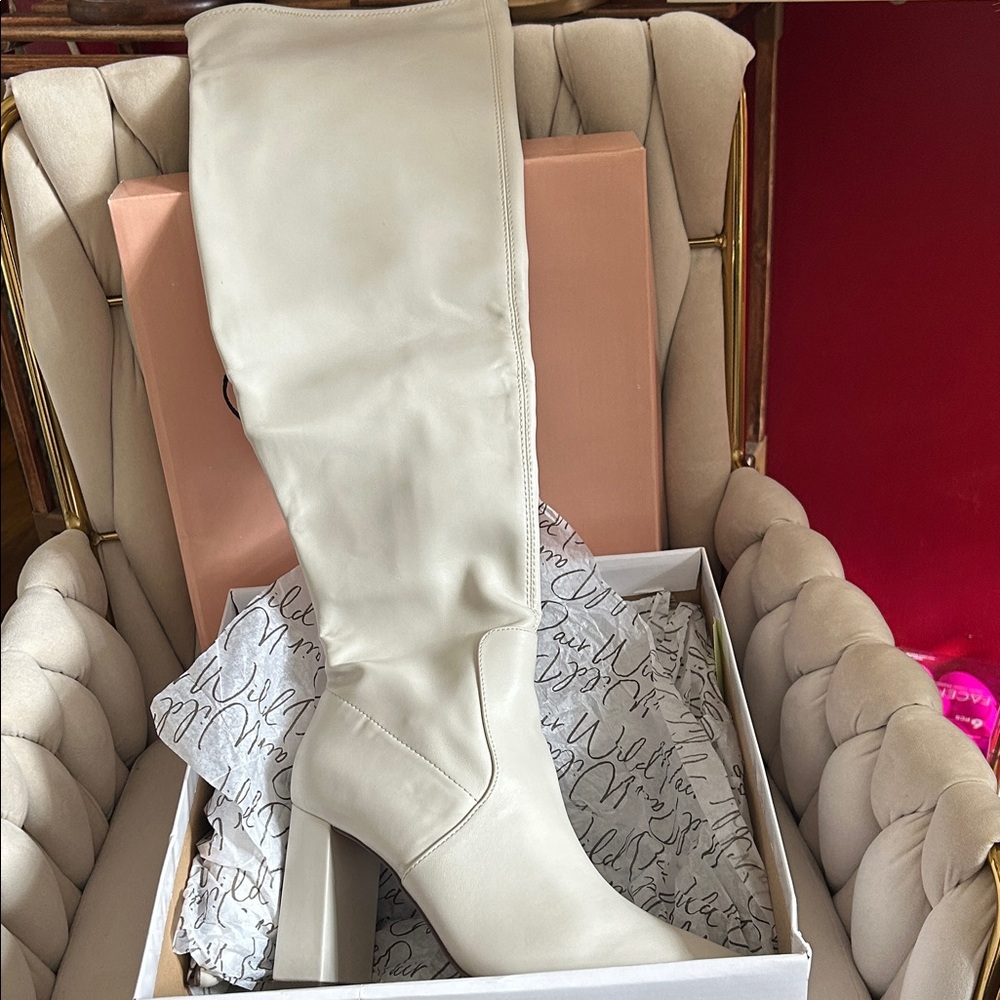 Wild Pair Cream Over the Knee Boots